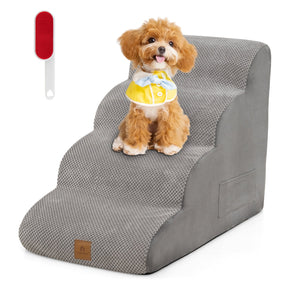 4-Step Pet Stairs/Ramp with Storage Pocket & Handle