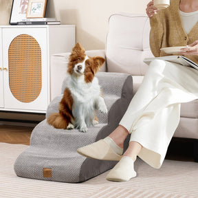 4-Step Pet Stairs/Ramp with Storage Pocket & Handle