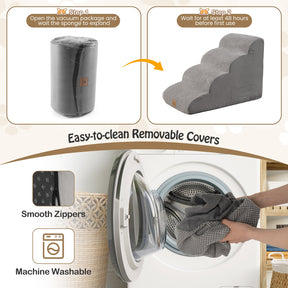 4-Step Pet Stairs/Ramp with Storage Pocket & Handle