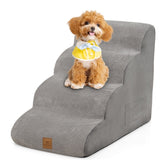 4-Step Dog Stairs Steps, 51 cm High Density Foam Non-Slip Pet Ladder w/Storage Pocket & Handle