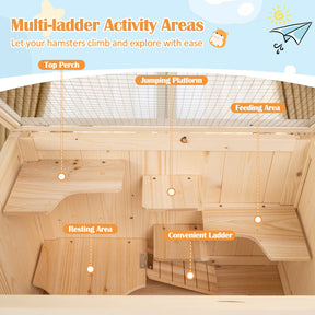 80 cm Freestanding Hamster Cage, Wooden Hamster Habitat Playpen