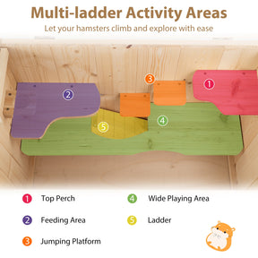 Wooden Hamster Cage, Hamster Habitat Playpen w/Mesh Flip Roof