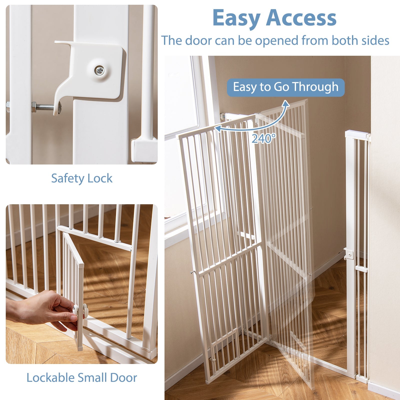 150 cm/171 cm Extra Tall Pet Gate, Heavy-Duty Metal Cat Gate w/ 77 cm-104 cm Wide Opening