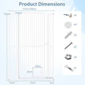 150 cm/171 cm Extra Tall Pet Gate, Heavy-Duty Metal Cat Gate w/ 77 cm-104 cm Wide Opening