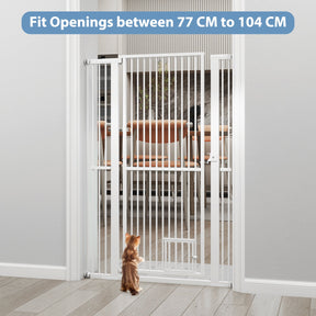 150 cm/171 cm Extra Tall Pet Gate, Heavy-Duty Metal Cat Gate w/ 77 cm-104 cm Wide Opening