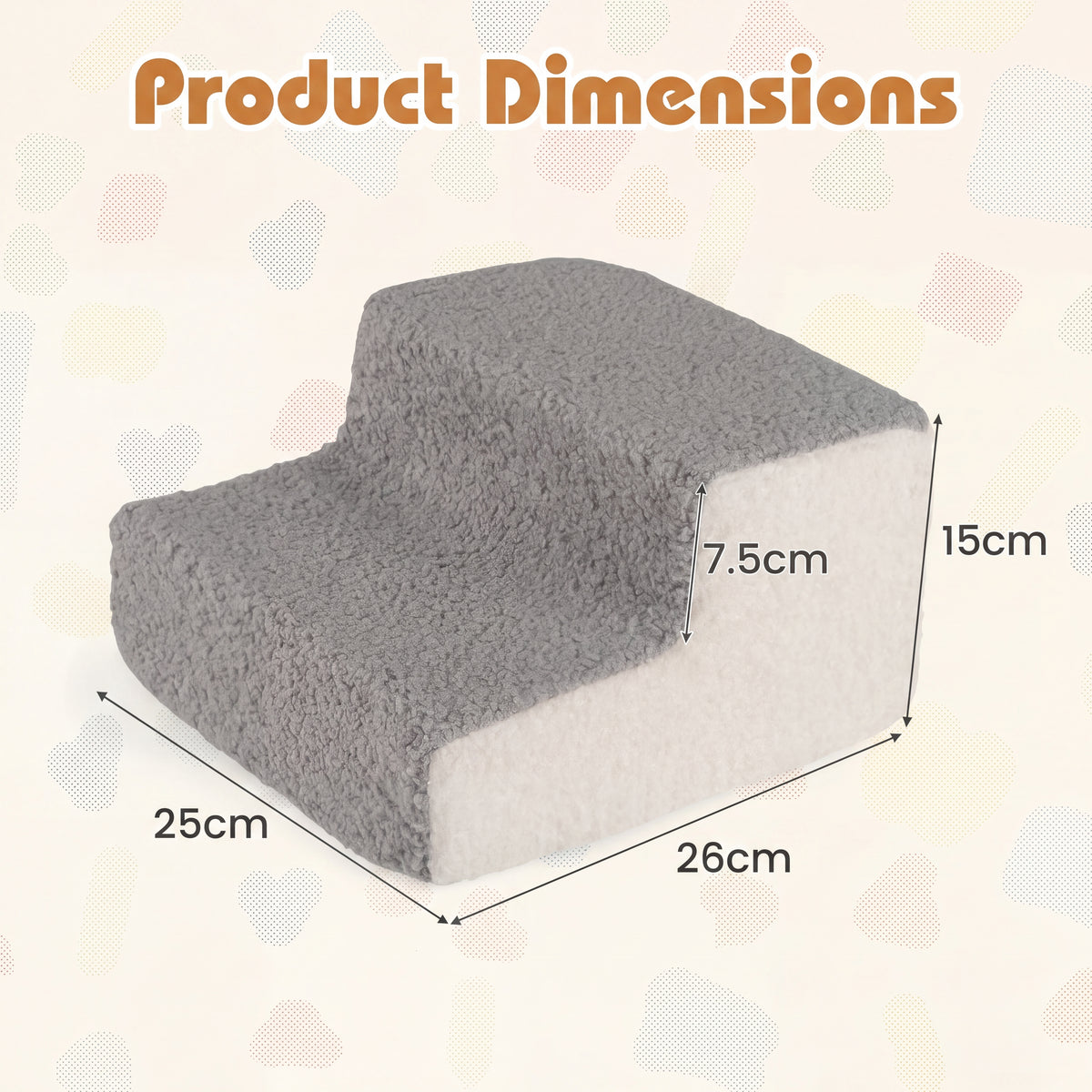 2-tier Foam Dog Ramp, High-density Pet Stairs w/ Non-Slip Bottom
