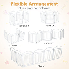 360 x 81 cm Foldable Metal Dog Gate with Door, 6 Panels, White/Black