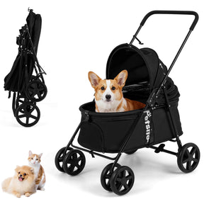 Pet Stroller for Small Medium Dogs, Foldable Dog Carrier Stroller with 360° Swivel Front Wheels & One-Step Rear Brak