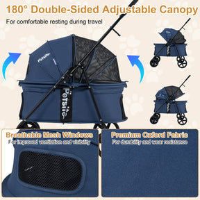 Pet Stroller for Small Medium Dogs, Foldable Dog Carrier Stroller with 360° Swivel Front Wheels & One-Step Rear Brak