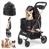 3-in-1 Pet Stroller for Small Medium Dogs, One-Click Foldable Dog Stroller with Detachable Carrier