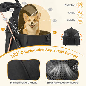 3-in-1 Pet Stroller for Small Medium Dogs, One-Click Foldable Dog Stroller with Detachable Carrier