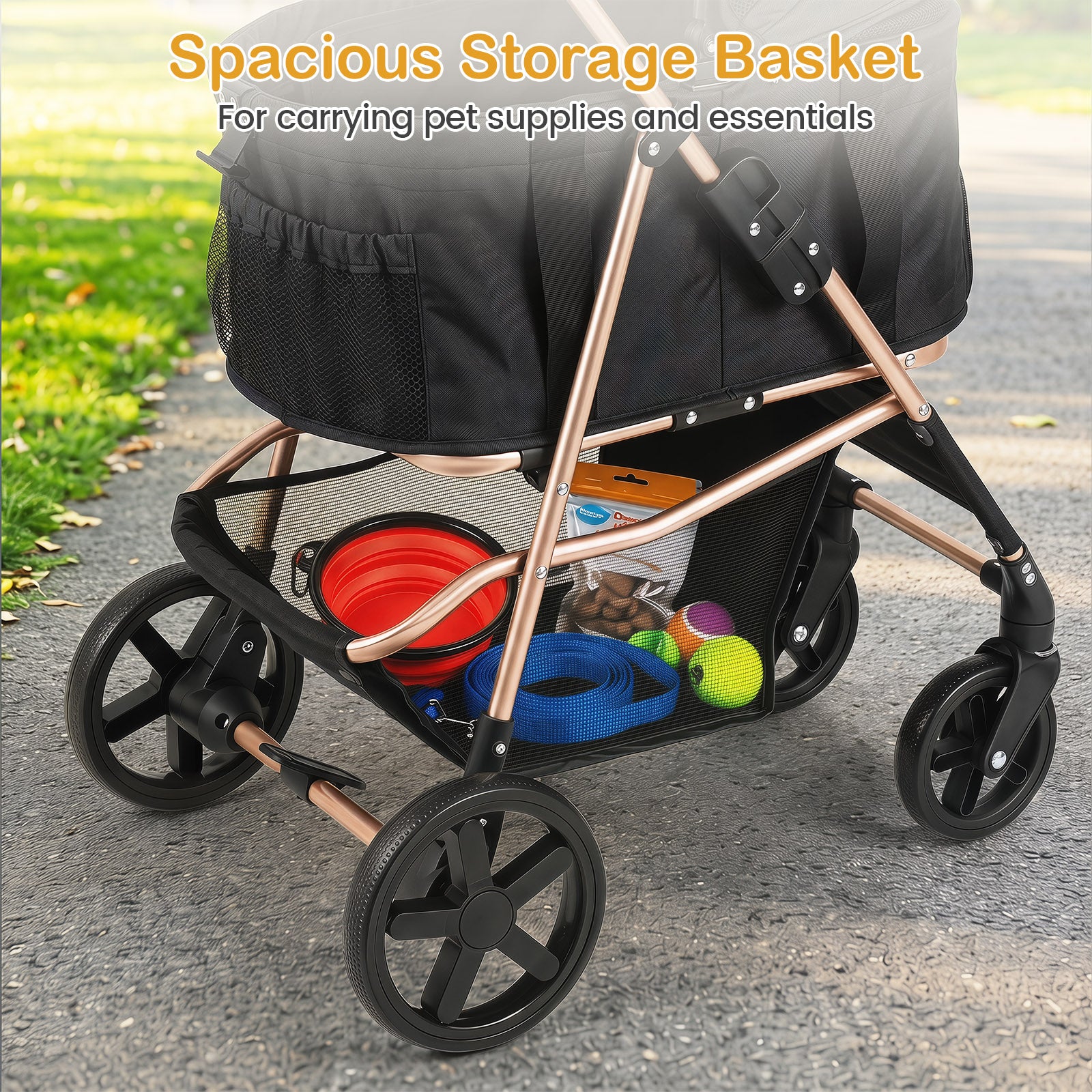 3-in-1 Pet Stroller for Small Medium Dogs, One-Click Foldable Dog Stroller with Detachable Carrier
