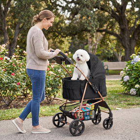 3-in-1 Pet Stroller for Small Medium Dogs, One-Click Foldable Dog Stroller with Detachable Carrier