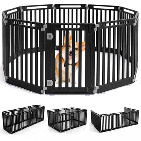 Indoor Outdoor Dog Playpen, 81cm Height, 8/10/12 Panels, Black/White