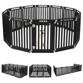 Indoor Outdoor Dog Playpen, 81cm Height, 8/10/12 Panels, Black/White