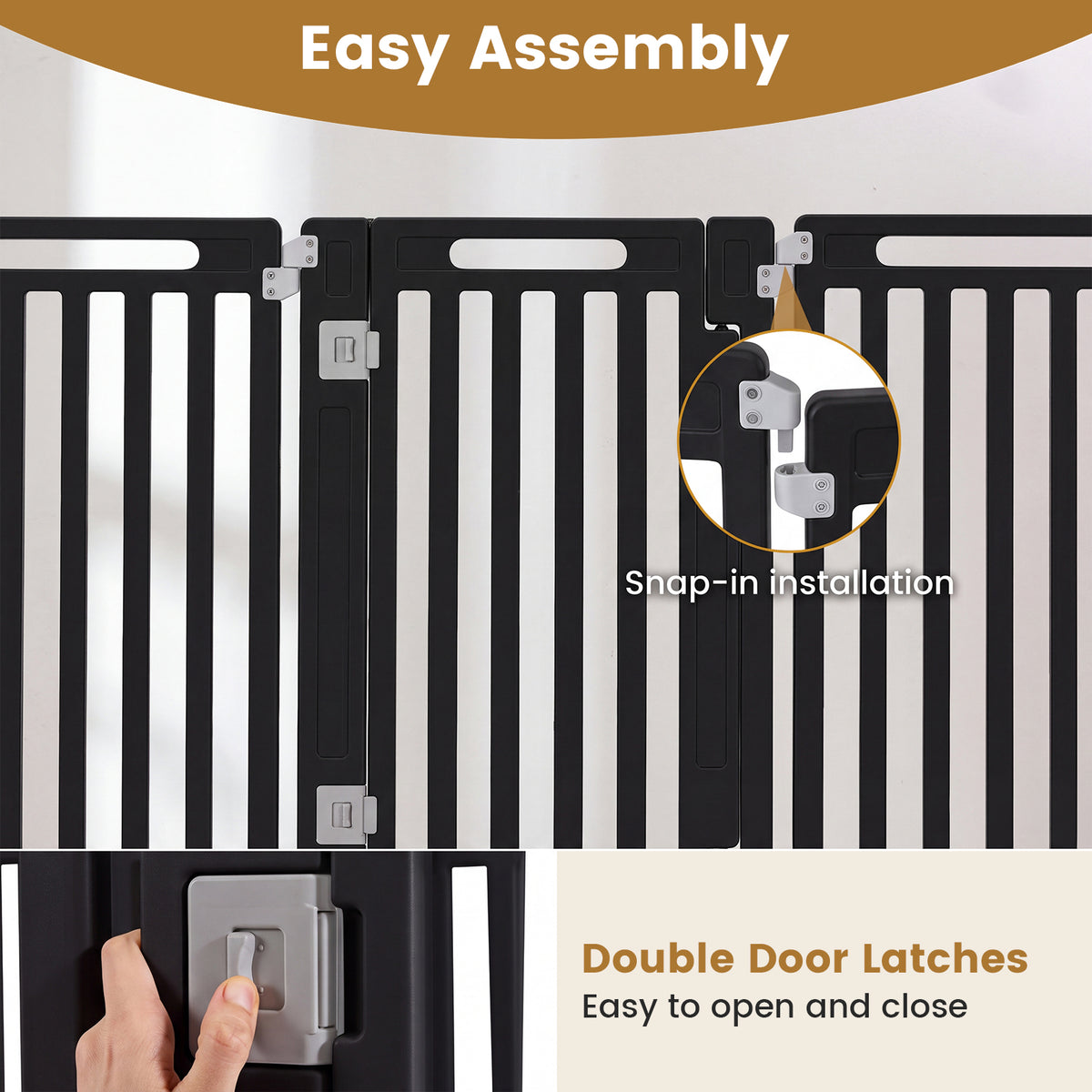 Indoor Outdoor Dog Playpen, 81cm Height, 8/10/12 Panels, Black/White