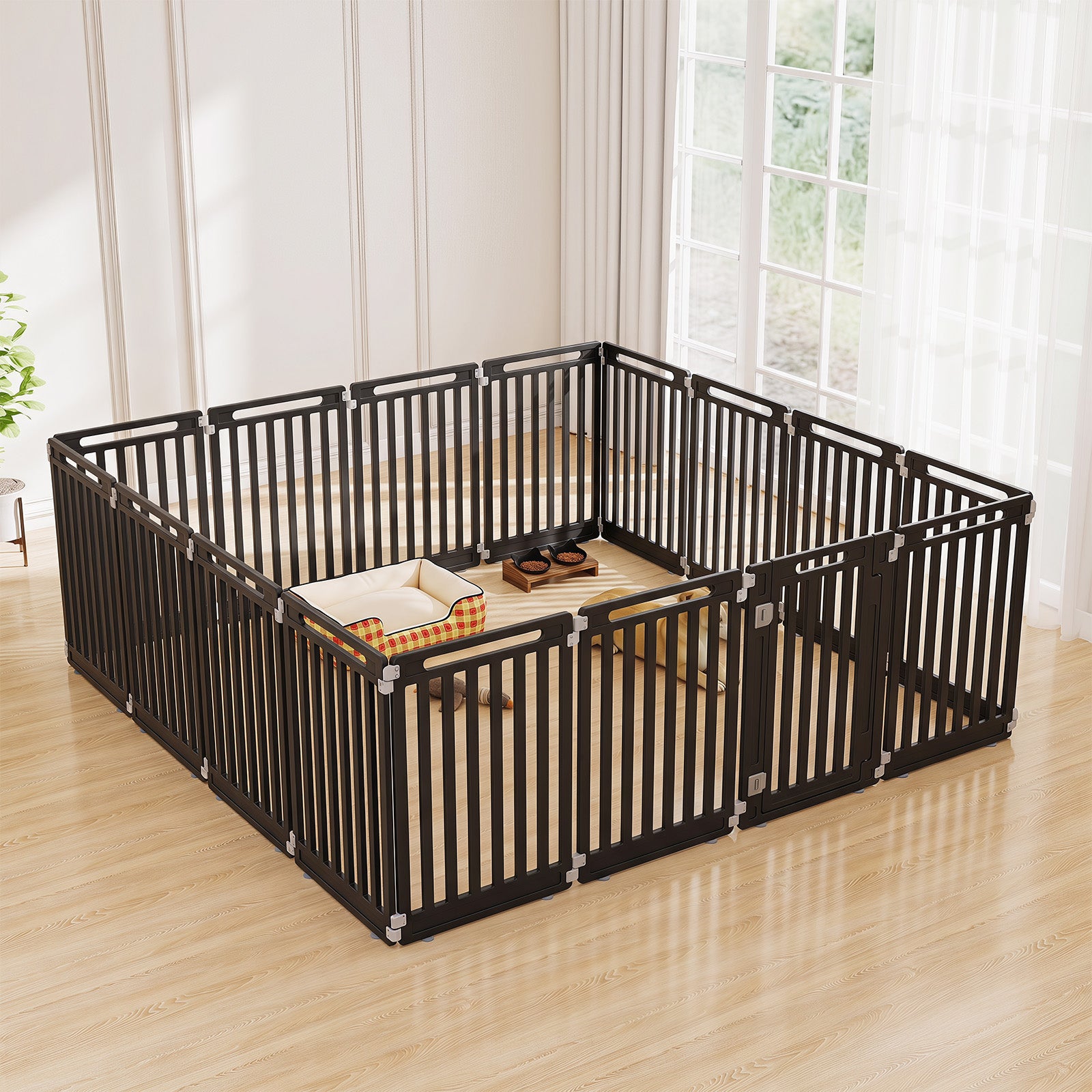 Indoor Outdoor Dog Playpen, 81cm Height, 8/10/12 Panels, Black/White