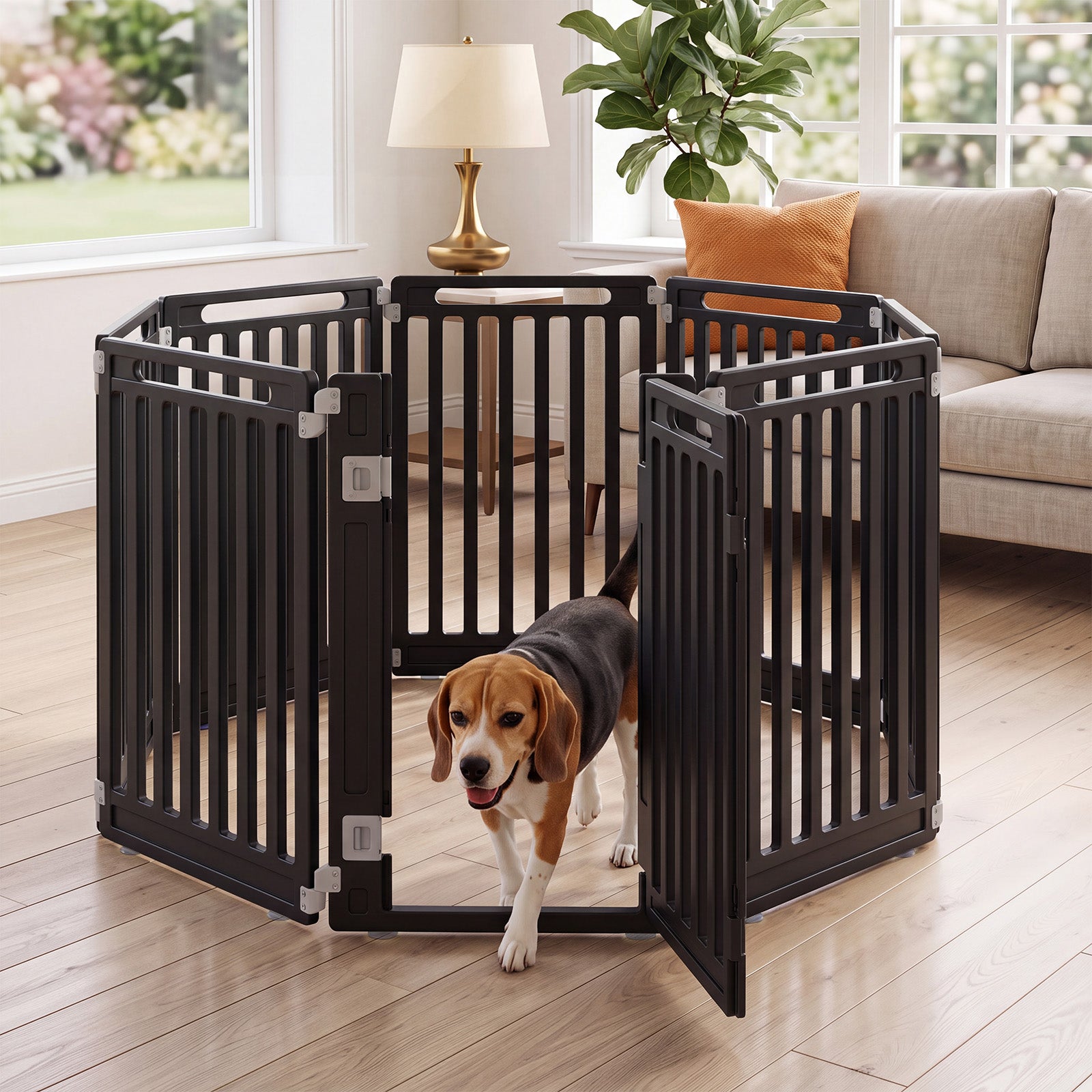 Indoor Outdoor Dog Playpen, 81cm Height, 8/10/12 Panels, Black/White