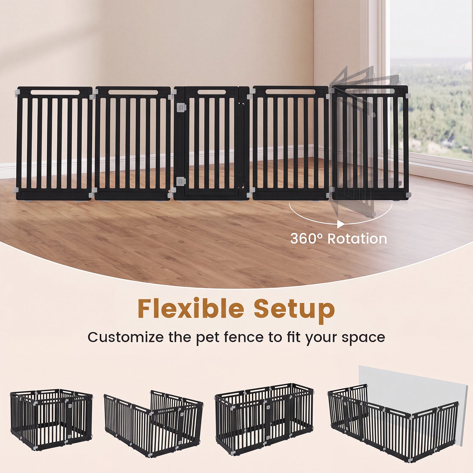 Indoor Outdoor Dog Playpen, 81cm Height, 8/10/12 Panels, Black/White