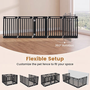 Indoor Outdoor Dog Playpen, 81cm Height, 8/10/12 Panels, Black/White