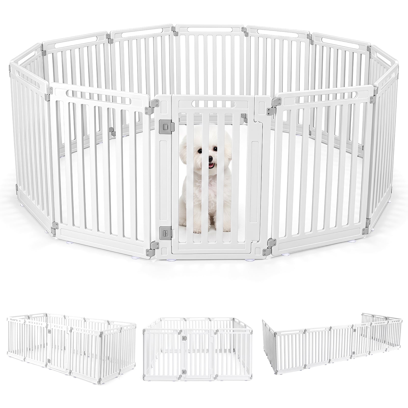Indoor Outdoor Dog Playpen, 81cm Height, 8/10/12 Panels, Black/White