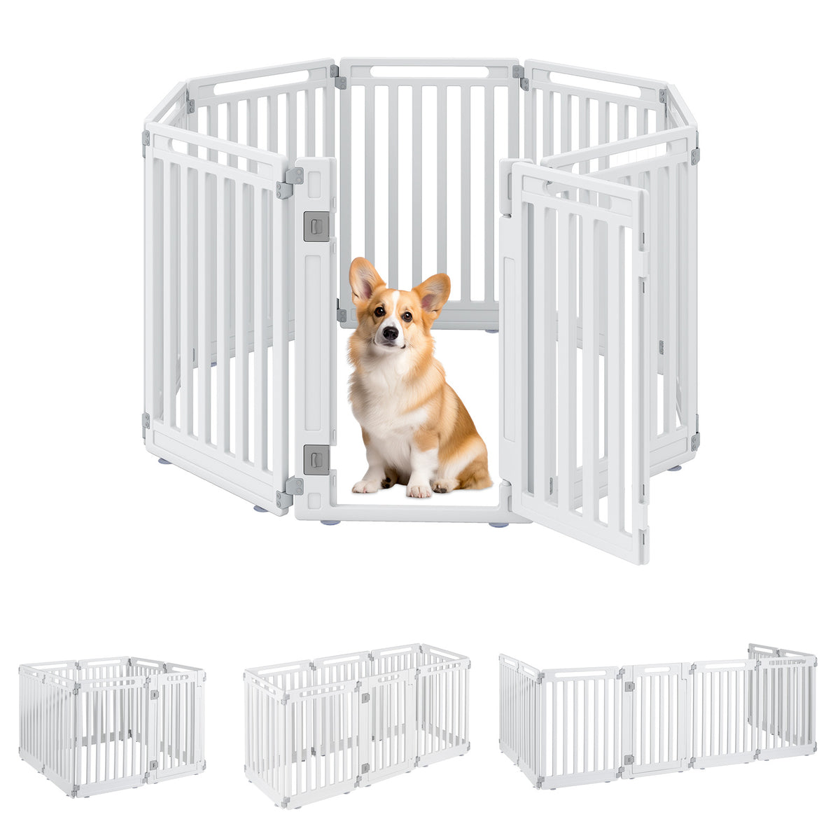 Indoor Outdoor Dog Playpen, 81cm Height, 8/10/12 Panels, Black/White