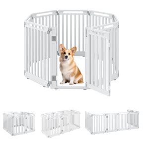 Indoor Outdoor Dog Playpen, 81cm Height, 8/10/12 Panels, Black/White
