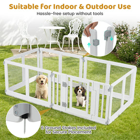 Clear Dog Playpen with Secure Locking Door, 6/8 Panels, White
