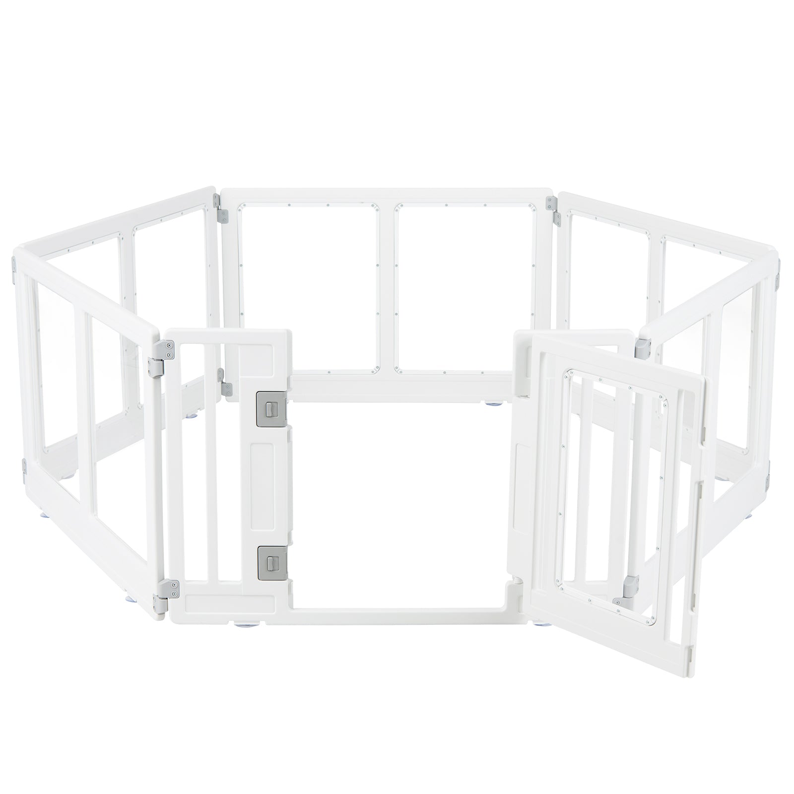 Clear Dog Playpen with Secure Locking Door, 6/8 Panels, White