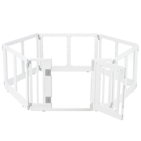 Clear Dog Playpen with Secure Locking Door, 6/8 Panels, White