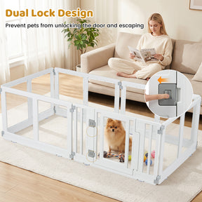 Clear Dog Playpen with Secure Locking Door, 6/8 Panels, White