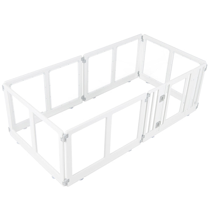 Clear Dog Playpen with Secure Locking Door, 6/8 Panels, White