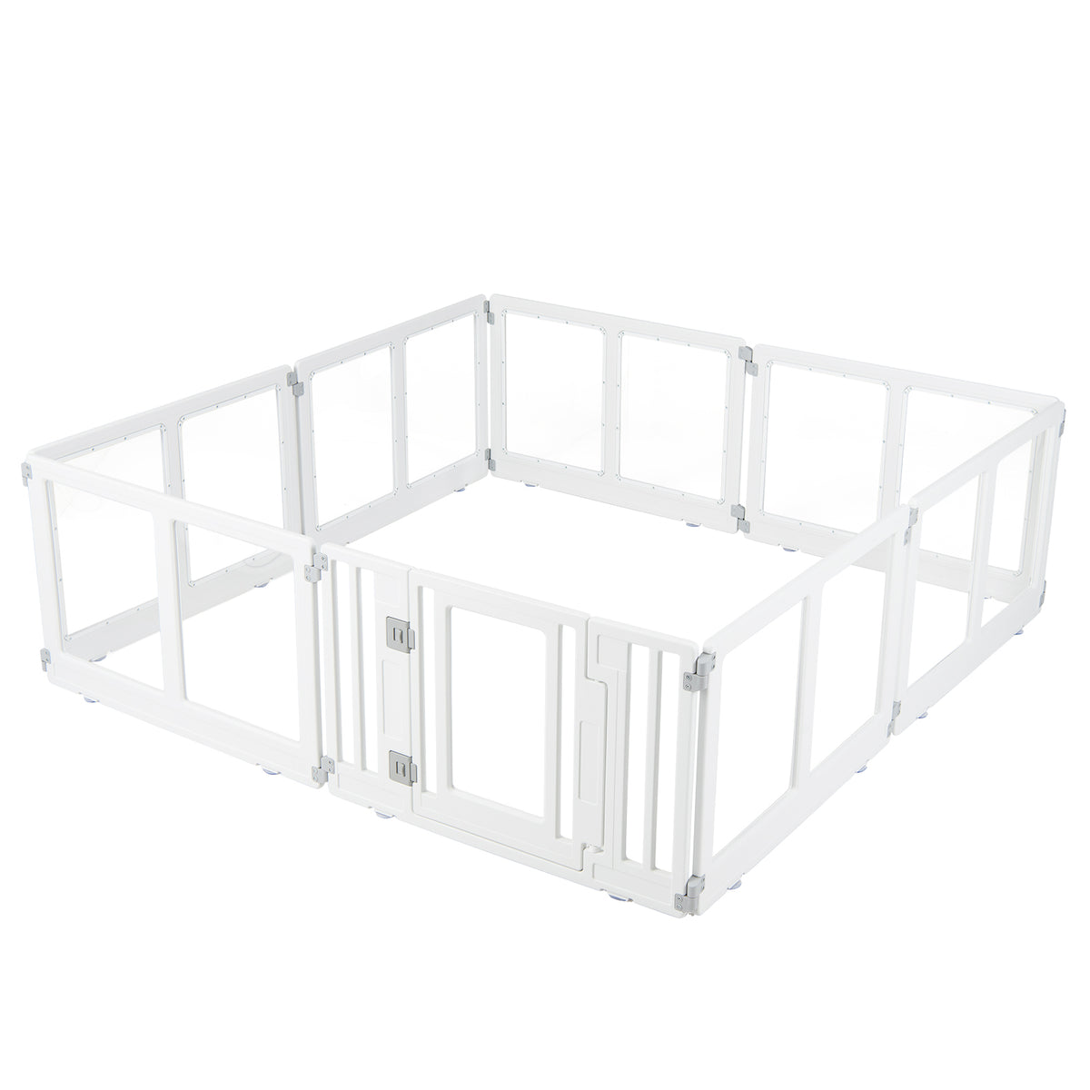 Clear Dog Playpen with Secure Locking Door, 6/8 Panels, White