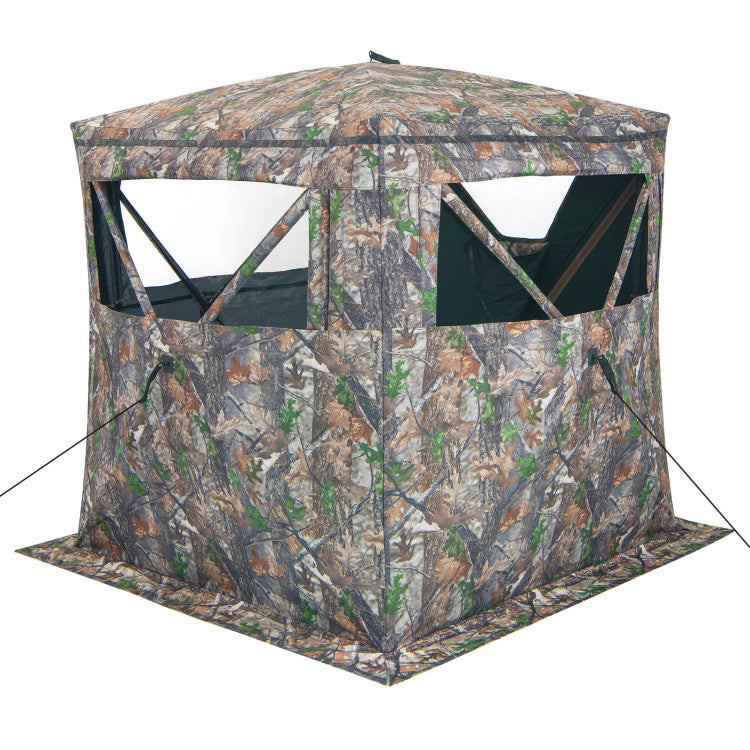 Portable 2-3 Person Pop-Up Hunting Blind Shed Ground Tent Shelter with Carry Bag and Storage Pocket