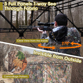 Portable 2-3 Person Pop-Up Hunting Blind Shed Ground Tent Shelter with Carry Bag and Storage Pocket