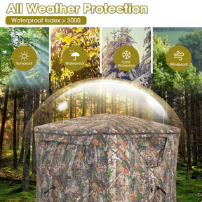 Portable 2-3 Person Pop-Up Hunting Blind Shed Ground Tent Shelter with Carry Bag and Storage Pocket
