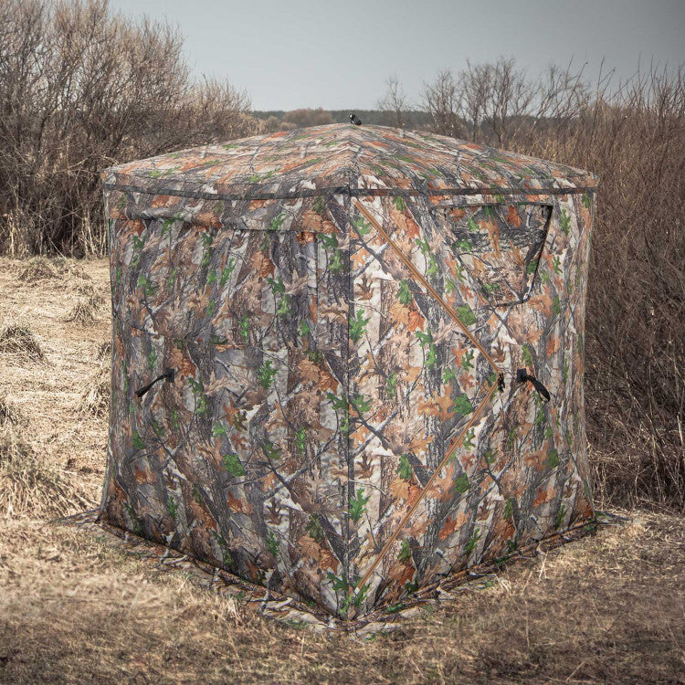 Portable 2-3 Person Pop-Up Hunting Blind Shed Ground Tent Shelter with Carry Bag and Storage Pocket