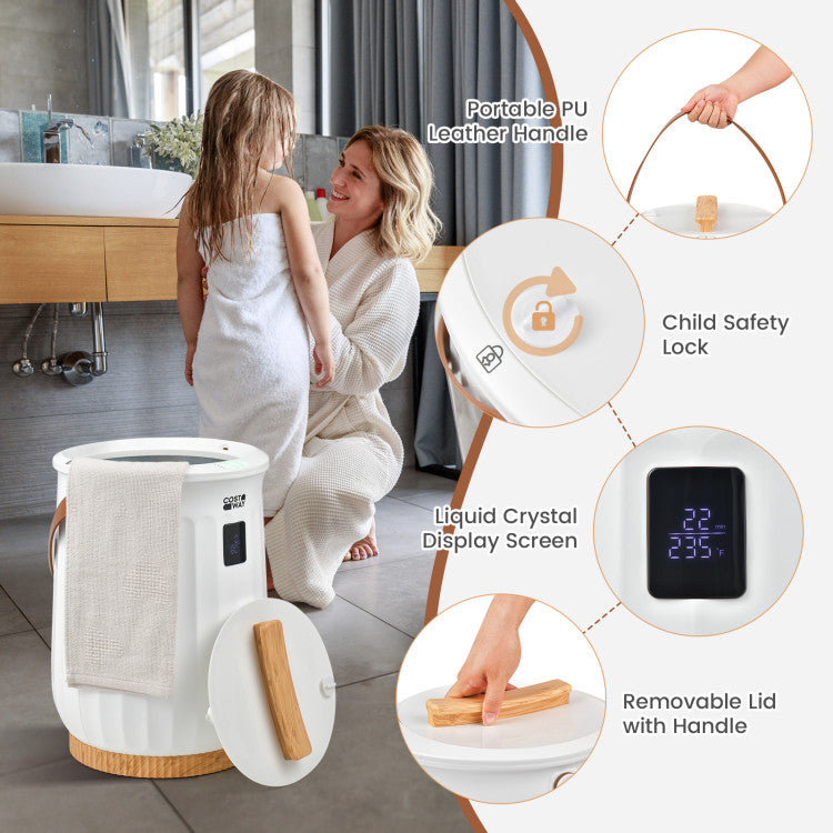 Portable 20L Luxury Towel Warmer Extra Large Bucket-Style Hot Towel Warmer with Auto Shut Off and 4 Timer Settings