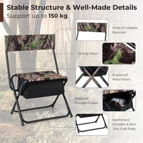Portable Hunting Chair Foldable Blind Stool with Storage Bag and Carry Strap for Camping Hiking