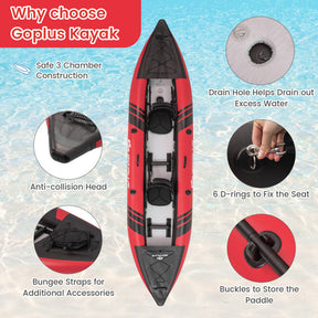 Portable Inflatable Kayak 2-Person Touring Kayaks Set with Aluminium Paddles and Carry Bag