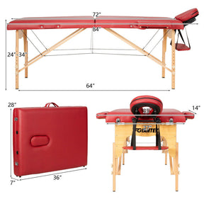 Portable Massage Table Lash Bed Height Adjustable Spa Bed Foldable Facial Salon Tattoo Table with Carry Case