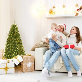 Pre-Lit Artificial Christmas Tree with Multicolored 150 LED Lights and Metal Stand
