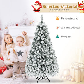 6/7.5/9 Ft Pre-Lit Premium Snow Flocked Artificial  Christmas Tree with Hinged
