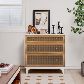 Giantex 3-Drawer Dresser, Rattan Drawer Chest