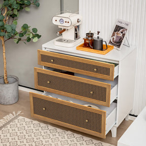 Giantex 3-Drawer Dresser, Rattan Drawer Chest