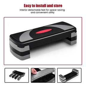 Fitness Aerobic Stepper, with 10-15-20 CM Adjustable Risers