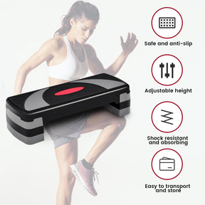 Fitness Aerobic Stepper, with 10-15-20 CM Adjustable Risers