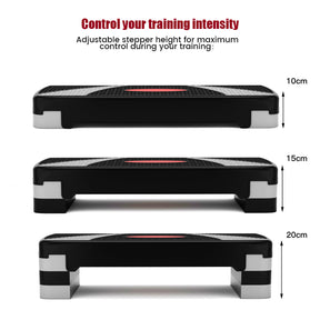 Fitness Aerobic Stepper, with 10-15-20 CM Adjustable Risers