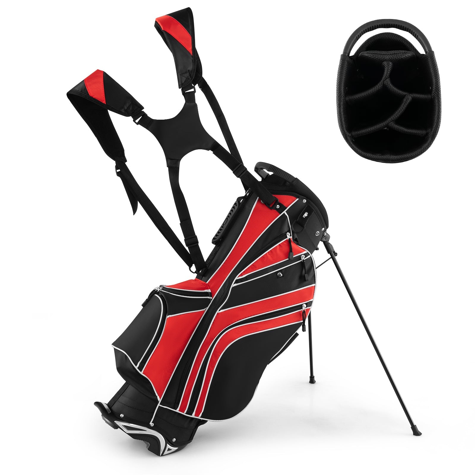 Stand Bag, Golf Club Bag with 6 Way Organizer Divider Top, 7 Zippered Pockets Including Cooler Bag & Waterproof Pockets
