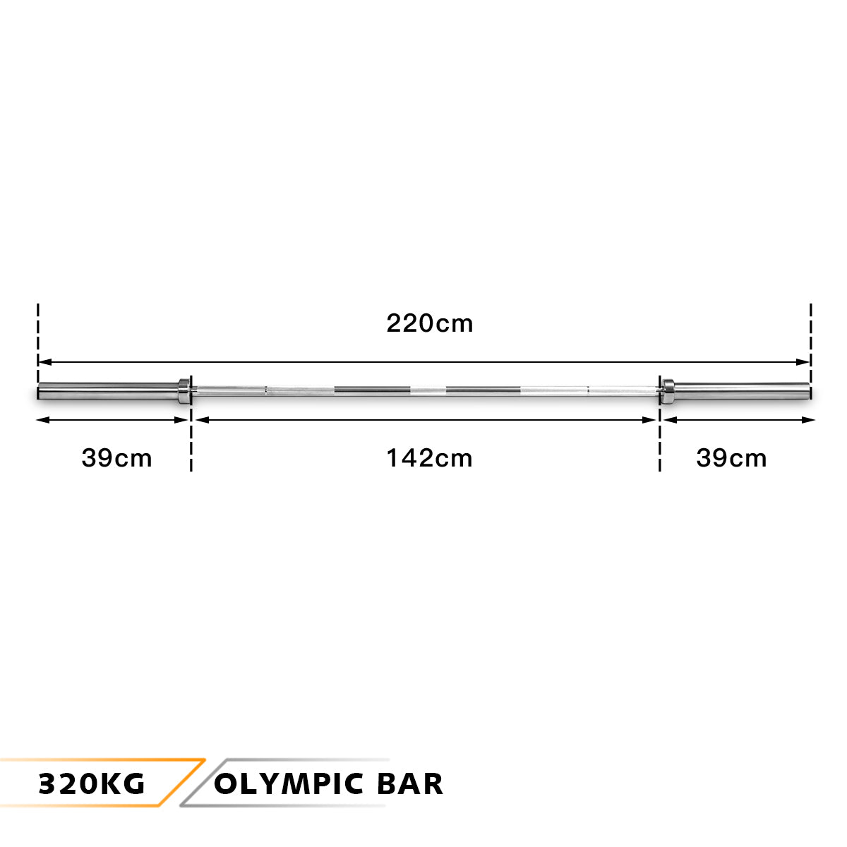 2.2m Olympic Weight Straight Bar for Home Gym
